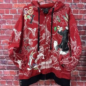 Lot 29 Looney Tunes Bugs Bunny Full Print Track Jacket Zip Up XXL Y2K 90's